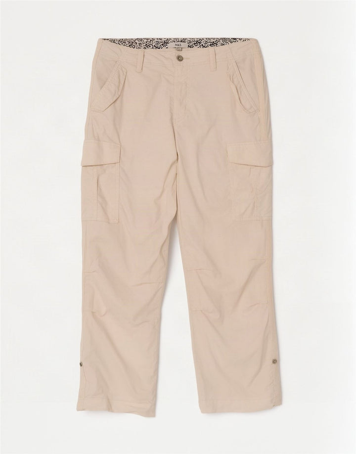 Marks & Spencer Womens Cargo Trousers UK 14 Large W34 L29 Off White