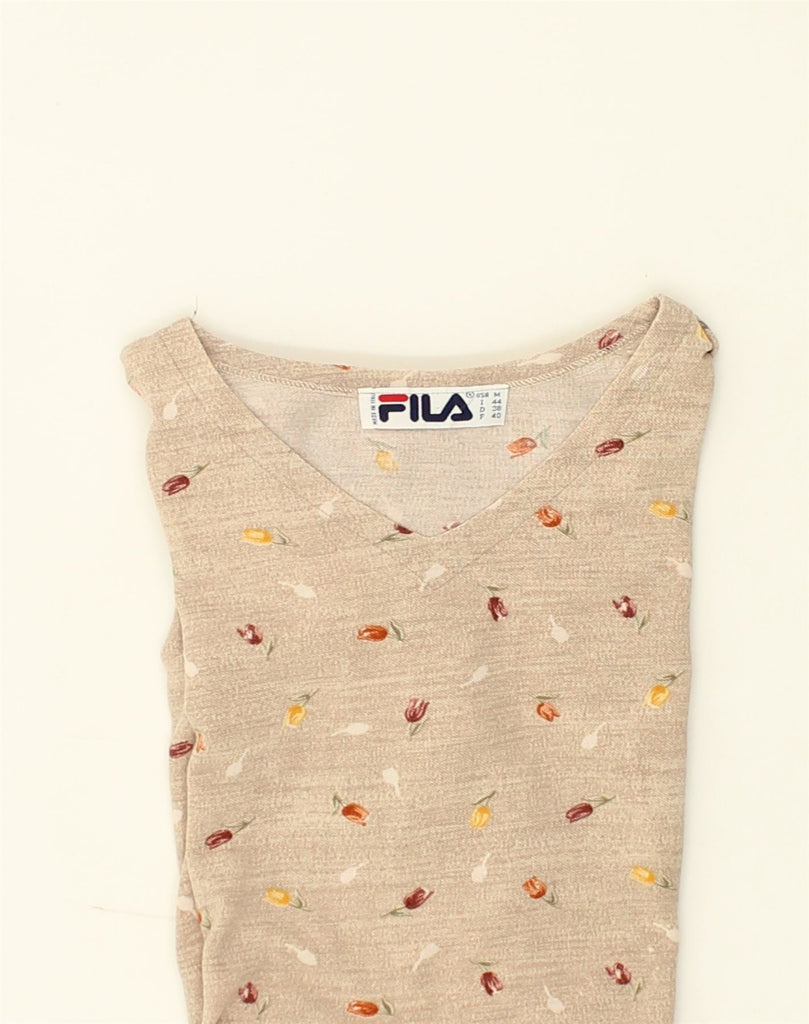 FILA Womens Basic Dress IT 44 Medium Beige Floral | Vintage Fila | Thrift | Second-Hand Fila | Used Clothing | Messina Hembry 