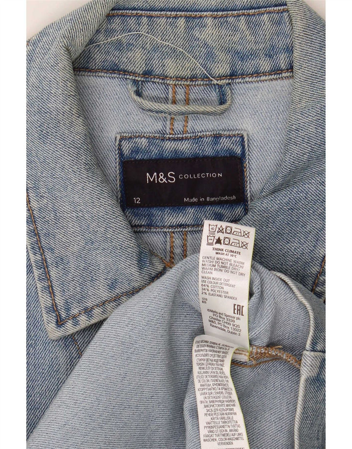 Marks & Spencer Womens Loose Fit Denim Jacket UK 12 Medium Blue Cotton