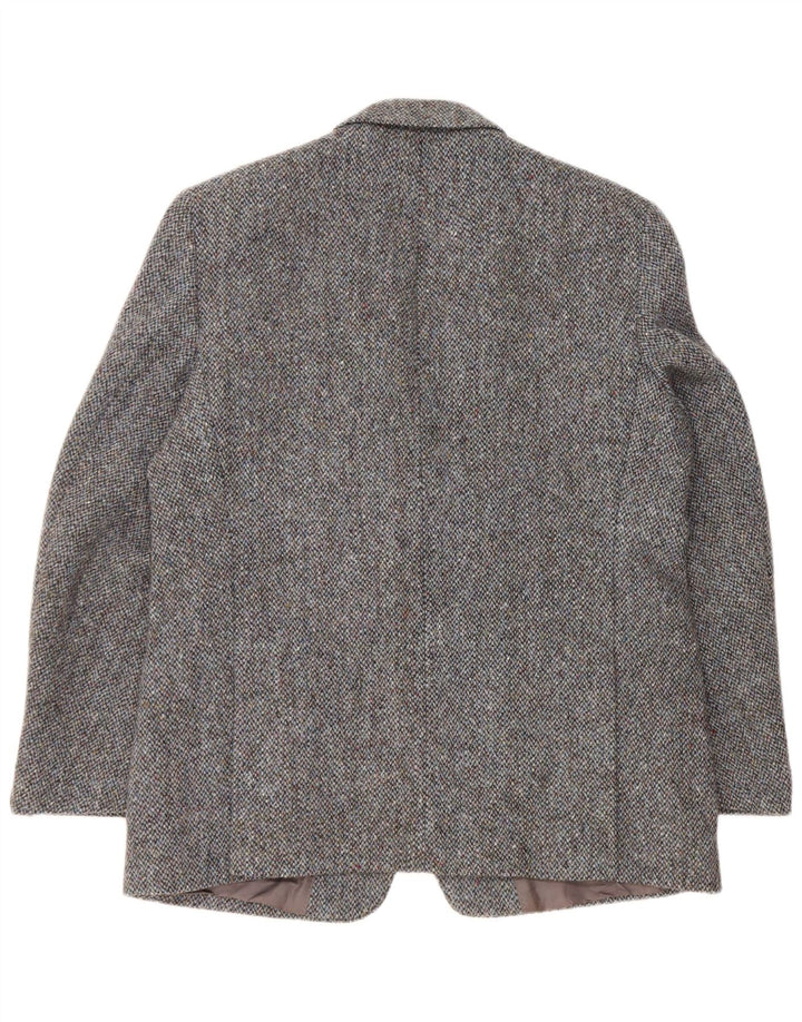 Harris Tweed Mens 2 Button Blazer Jacket UK 44 2XL Blue Flecked Wool