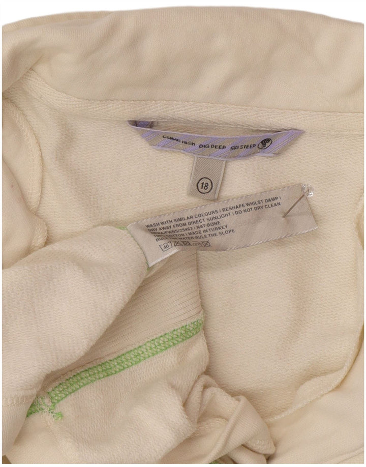 Fat Face Womens Graphic Zip Neck Sweatshirt Jumper UK 18 XL Off White