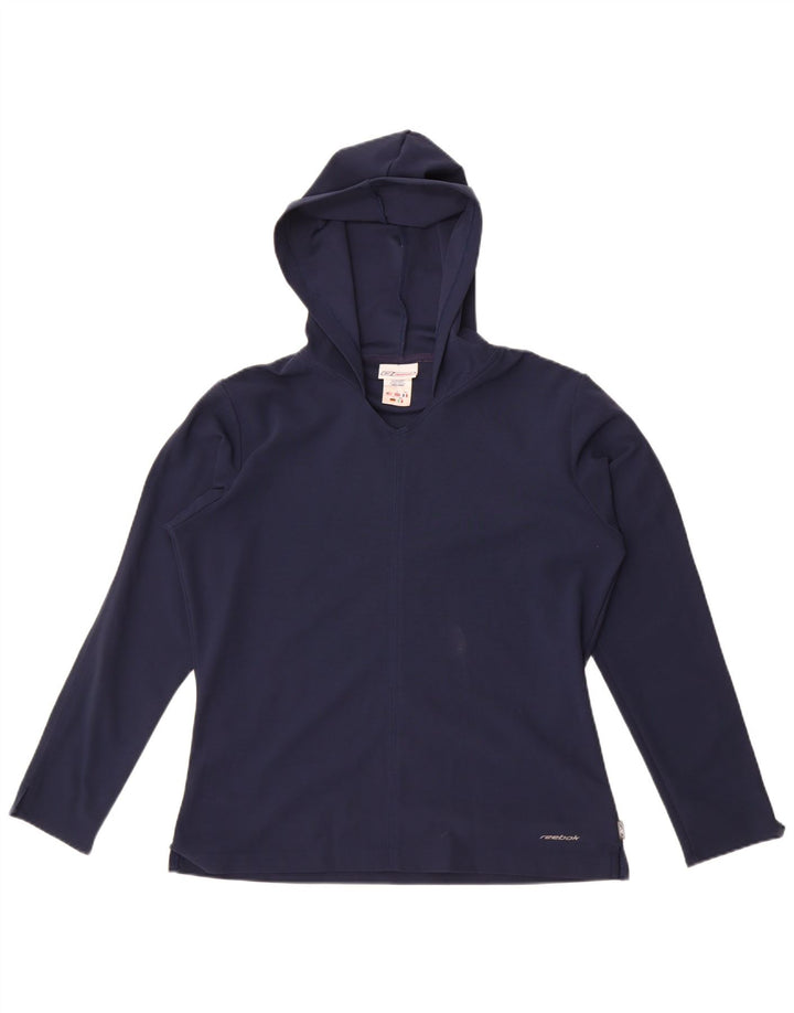 Reebok Womens Hooded Oversized Top Long Sleeve UK 10 Small Navy Blue
