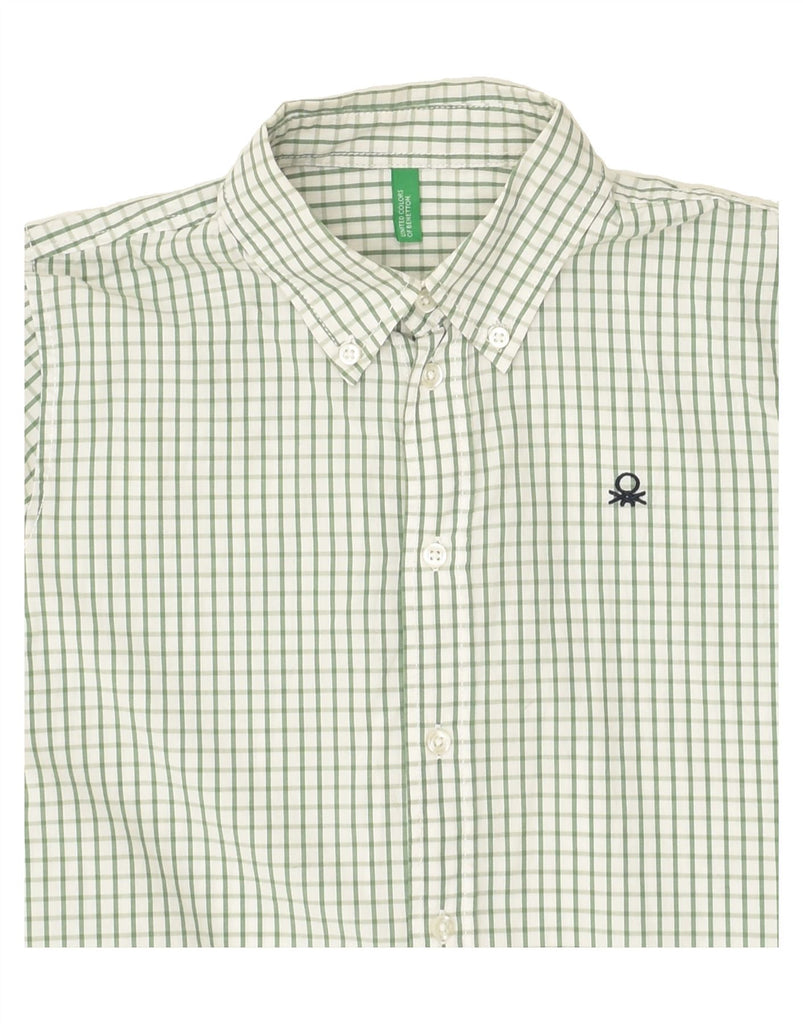 BENETTON Boys Shirt 10-11 Years XL  Green Check Cotton | Vintage Benetton | Thrift | Second-Hand Benetton | Used Clothing | Messina Hembry 