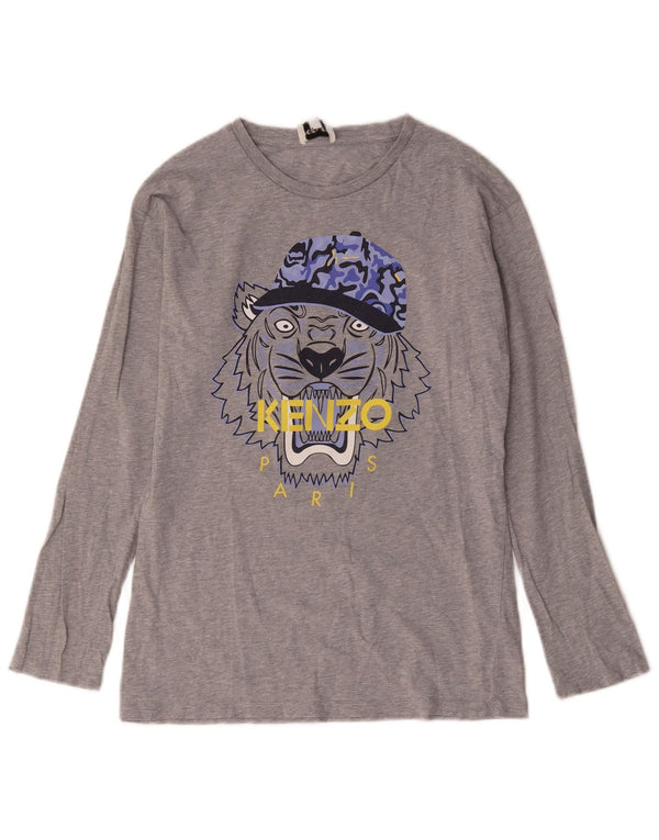 Kenzo Boys Paris Graphic Top Long Sleeve 13-14 Years Grey Flecked Cotton