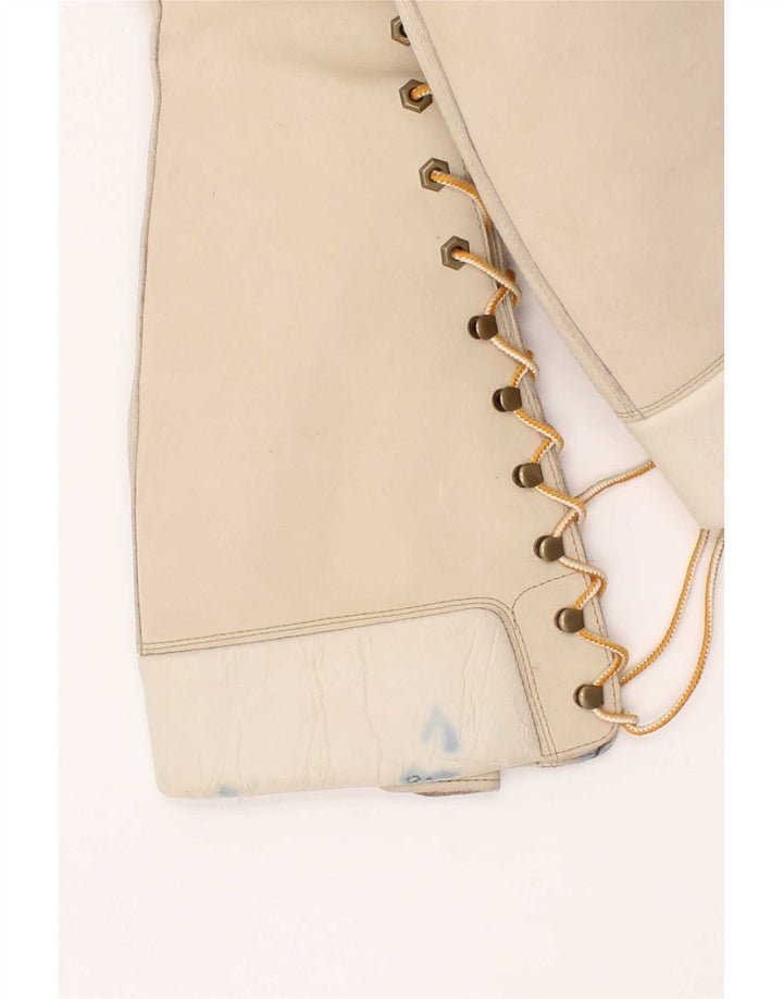 Timberland Womens Leather Knee High Boots UK Size 6 Beige Leather