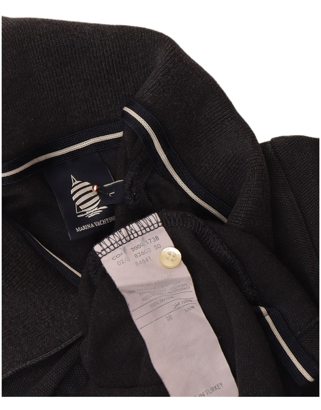 MARINA YACHTING Womens Polo Shirt UK 14 Large Black Cotton