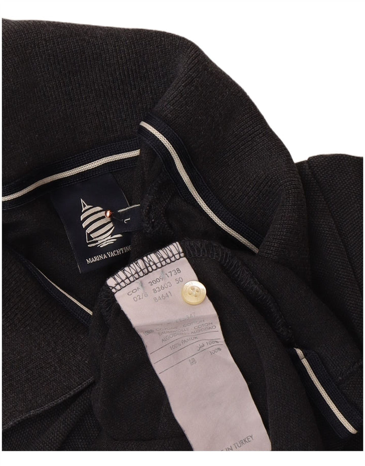 MARINA YACHTING Womens Polo Shirt UK 14 Large Black Cotton