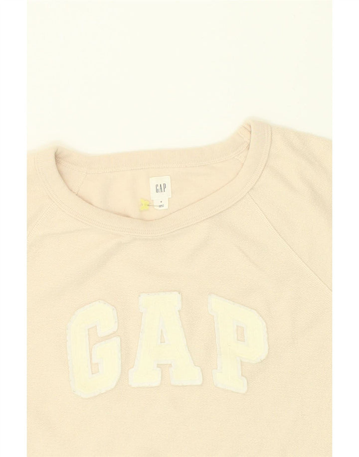 GAP Womens Graphic Sweatshirt Jumper UK 10 Small Beige Cotton Vintage Gap and Second-Hand Gap from Messina Hembry 