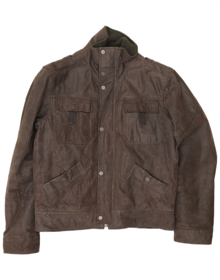 Conbipel Mens Sherpa Leather Jacket IT  50 Large Brown Leather