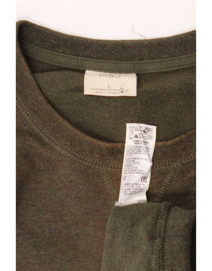 Marks & Spencer Mens Sweatshirt Jumper Large Khaki Cotton