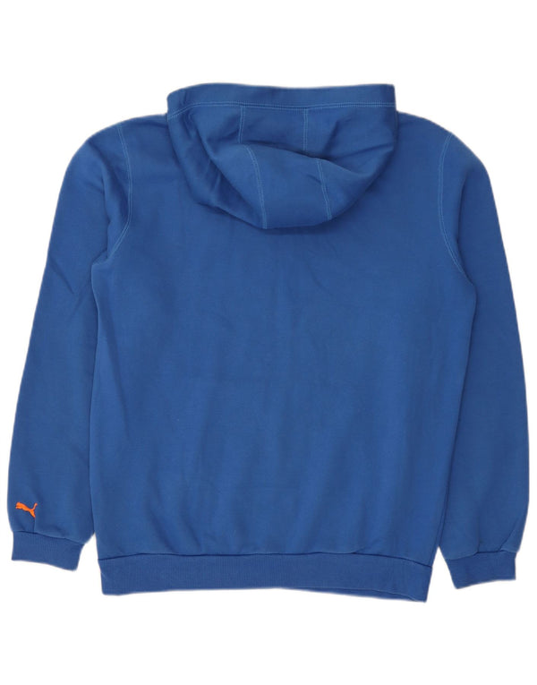 Puma Boys Graphic Hoodie Jumper 15-16 Years Blue Cotton