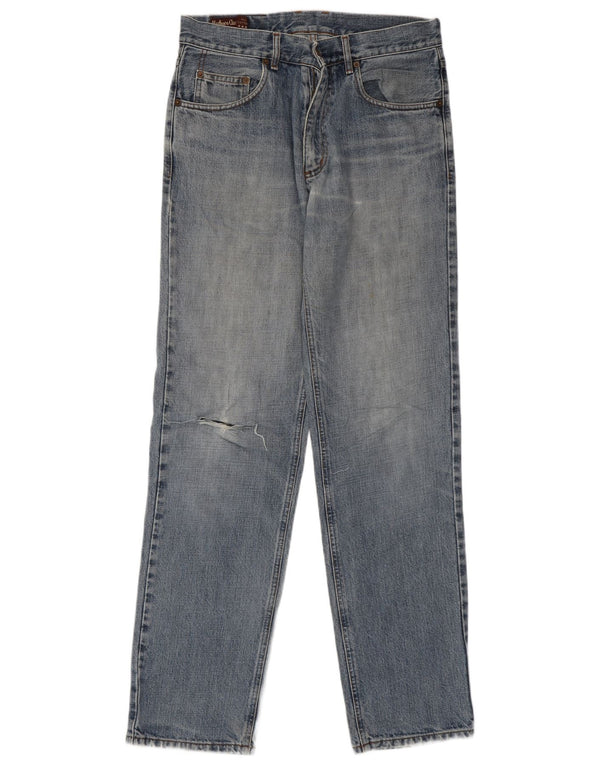 Marlboro Classics Mens Distressed Straight Jeans W32 L34 Blue Cotton