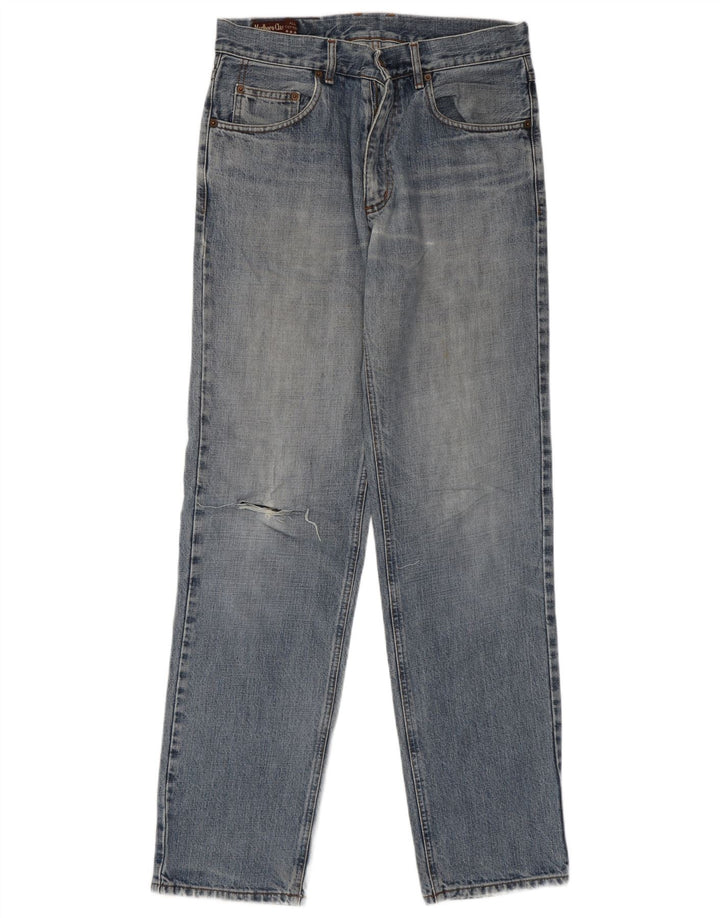 Marlboro Classics Mens Distressed Straight Jeans W32 L34 Blue Cotton