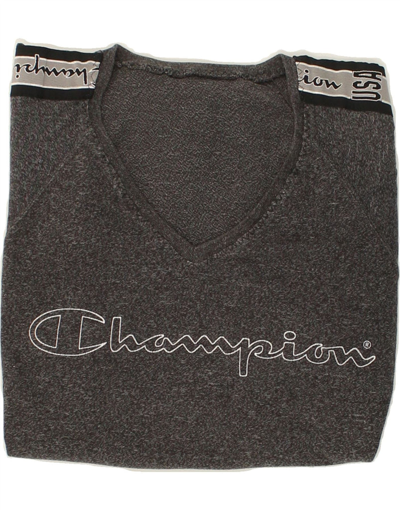 CHAMPION Mens Graphic T-Shirt Top Medium Grey Flecked | Vintage Champion | Thrift | Second-Hand Champion | Used Clothing | Messina Hembry 