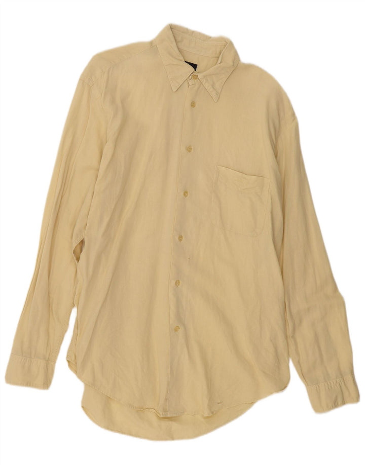 Trussardi Jeans Mens Shirt Large Yellow Linen