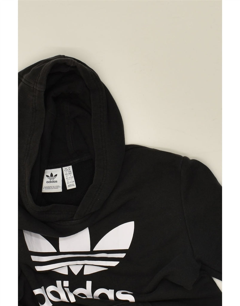 ADIDAS Girls Graphic Hoodie Jumper 11-12 Years Black Cotton | Vintage Adidas | Thrift | Second-Hand Adidas | Used Clothing | Messina Hembry 