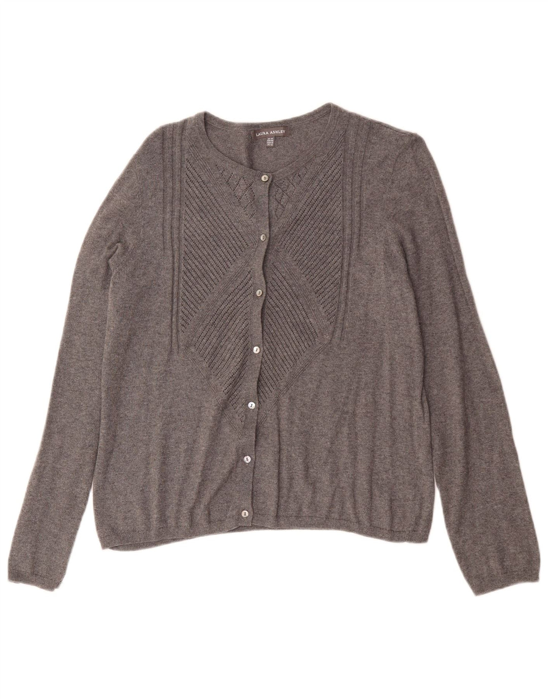 Laura Ashley Womens Cardigan Sweater UK 14 Medium Grey Cotton