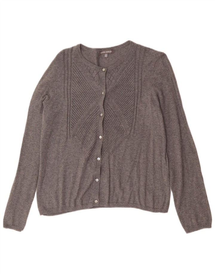 Laura Ashley Womens Cardigan Sweater UK 14 Medium Grey Cotton