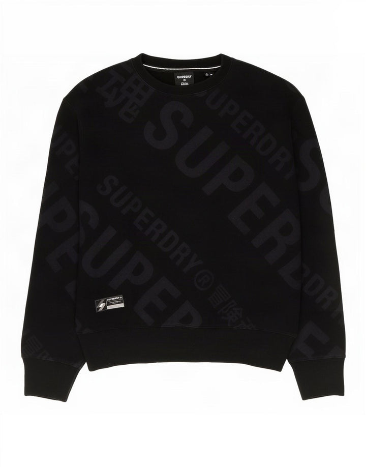 Superdry Mens Graphic Sweatshirt Jumper Medium Black Cotton