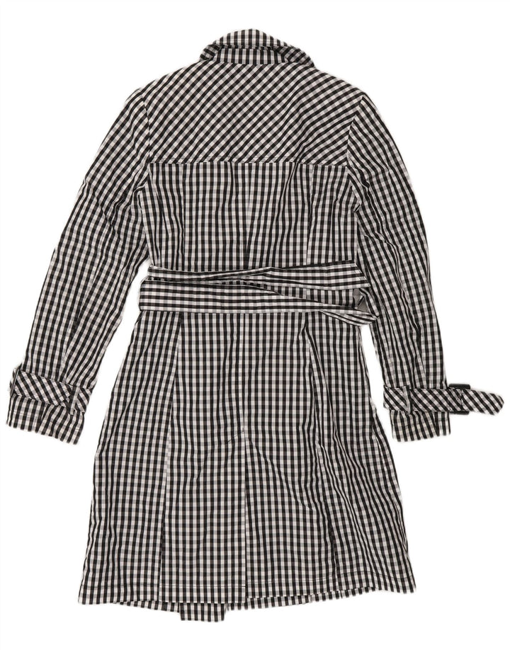Laura Ashley Womens Trench Coat UK 10 Small Navy Blue Gingham Polychlorid