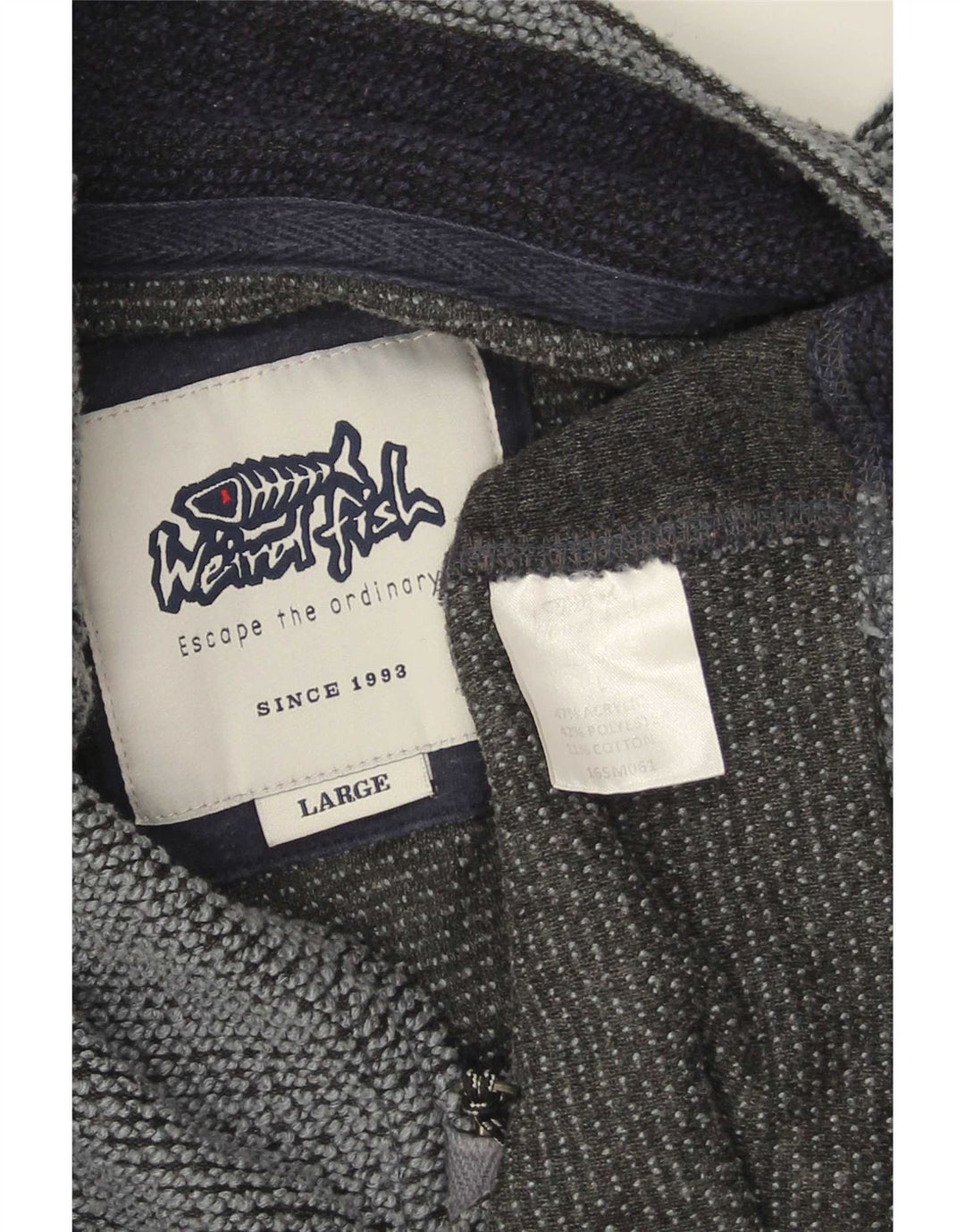 Weird Fish Mens Graphic Sweatshirt Jumper Large Navy Blue Colourblock