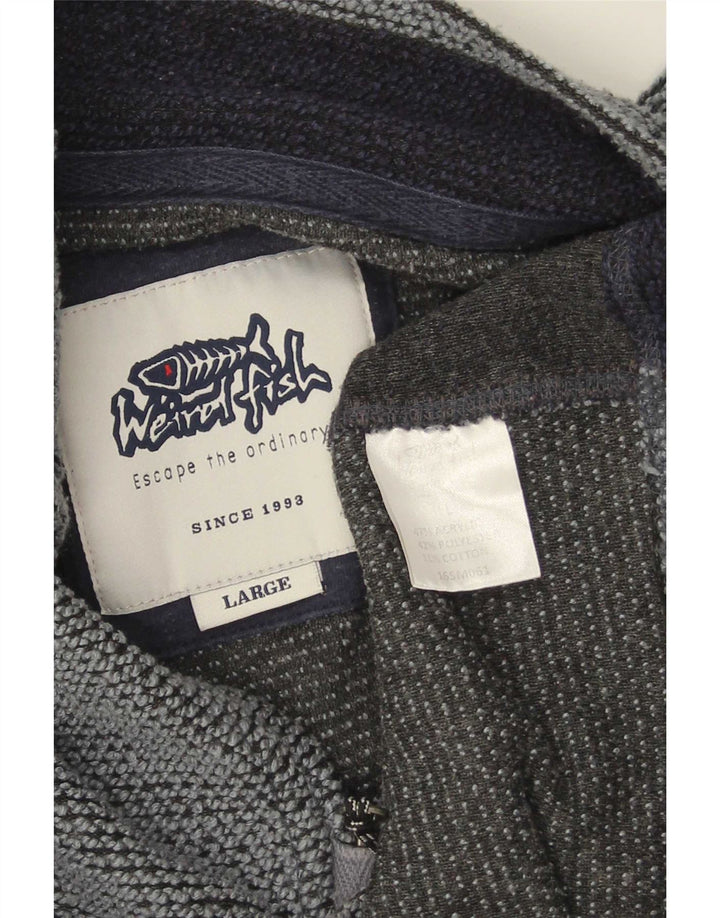 Weird Fish Mens Graphic Sweatshirt Jumper Large Navy Blue Colourblock