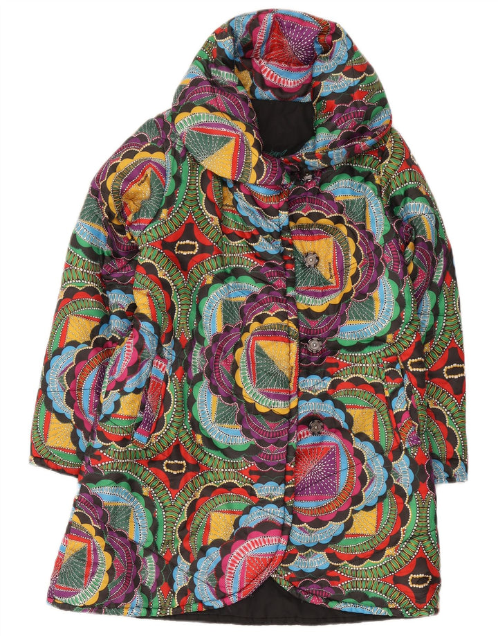 Desigual Womens Padded Jacket UK 10 Small Multicoloured Geometric Polyester