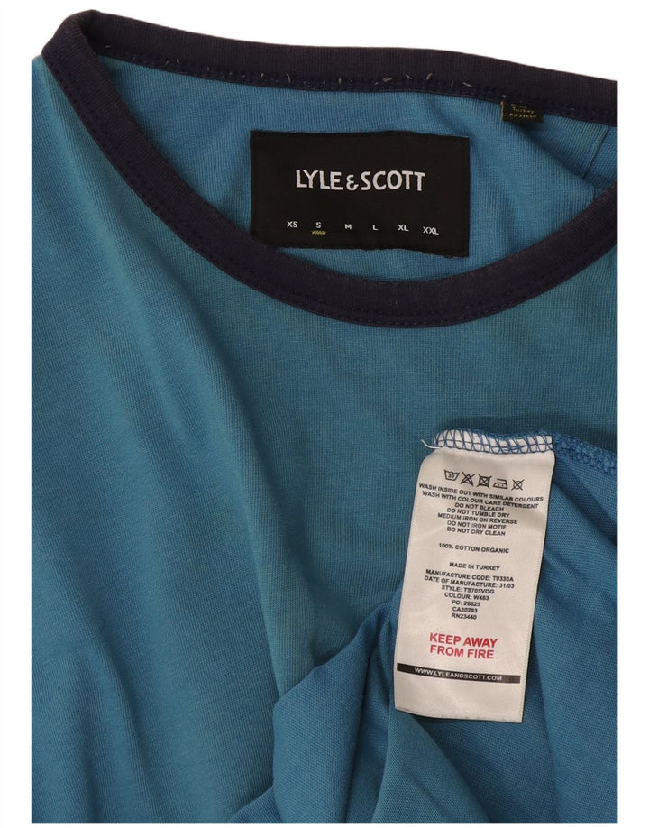 Lyle & Scott Mens T-Shirt Top Small Blue Colourblock Cotton