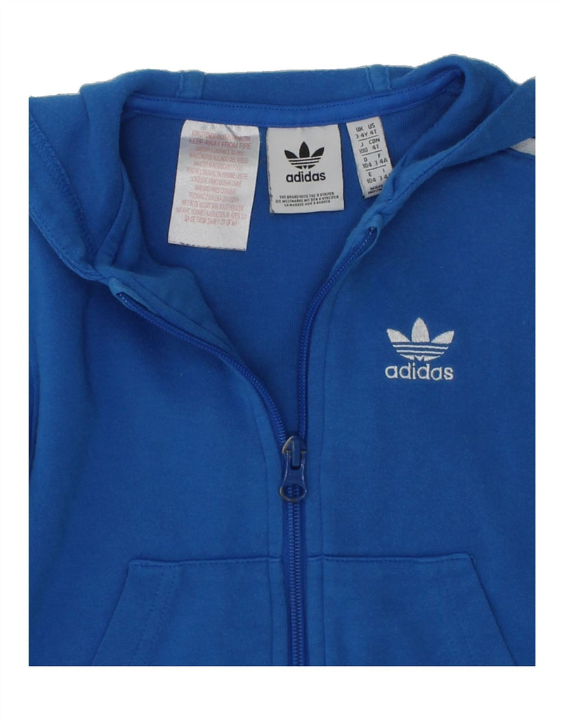 ADIDAS Boys Zip Hoodie Sweater 3-4 Years Blue Cotton | Vintage Adidas | Thrift | Second-Hand Adidas | Used Clothing | Messina Hembry 