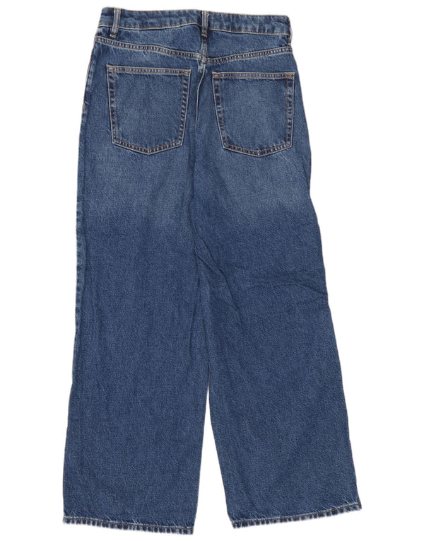 Marks & Spencer Womens Wide Leg Jeans UK 12 Medium W30 L28 Blue Cotton