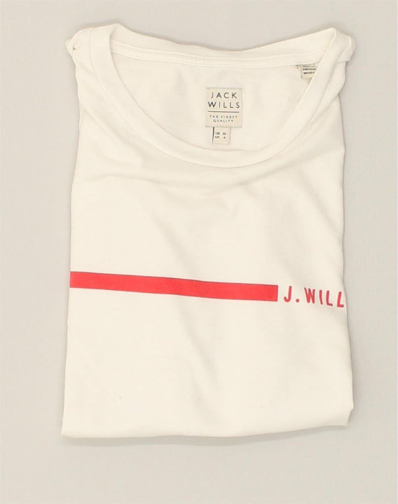 JACK WILLS Womens Oversized T-Shirt Top UK 10 Small  White Cotton | Vintage Jack Wills | Thrift | Second-Hand Jack Wills | Used Clothing | Messina Hembry 