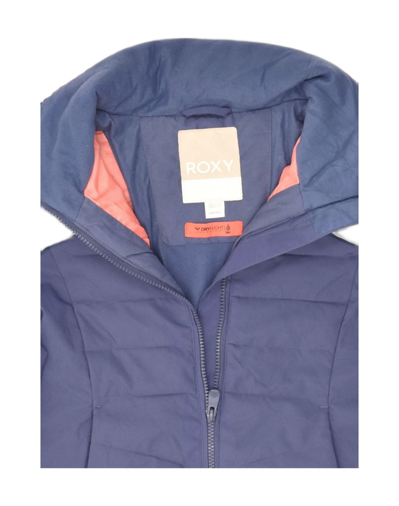 ROXY Girls Hooded Windbreaker Jacket 9-10 Years Medium Blue Colourblock | Vintage Roxy | Thrift | Second-Hand Roxy | Used Clothing | Messina Hembry 