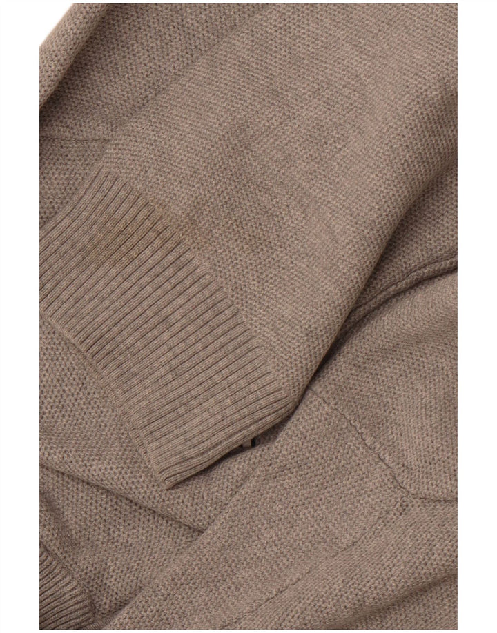 TOMMY HILFIGER Mens Zip Neck Jumper Sweater XL Grey Cotton