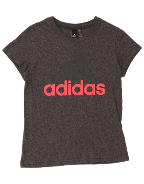 Adidas Womens Graphic T-Shirt Top UK 12/14 Medium Grey Cotton