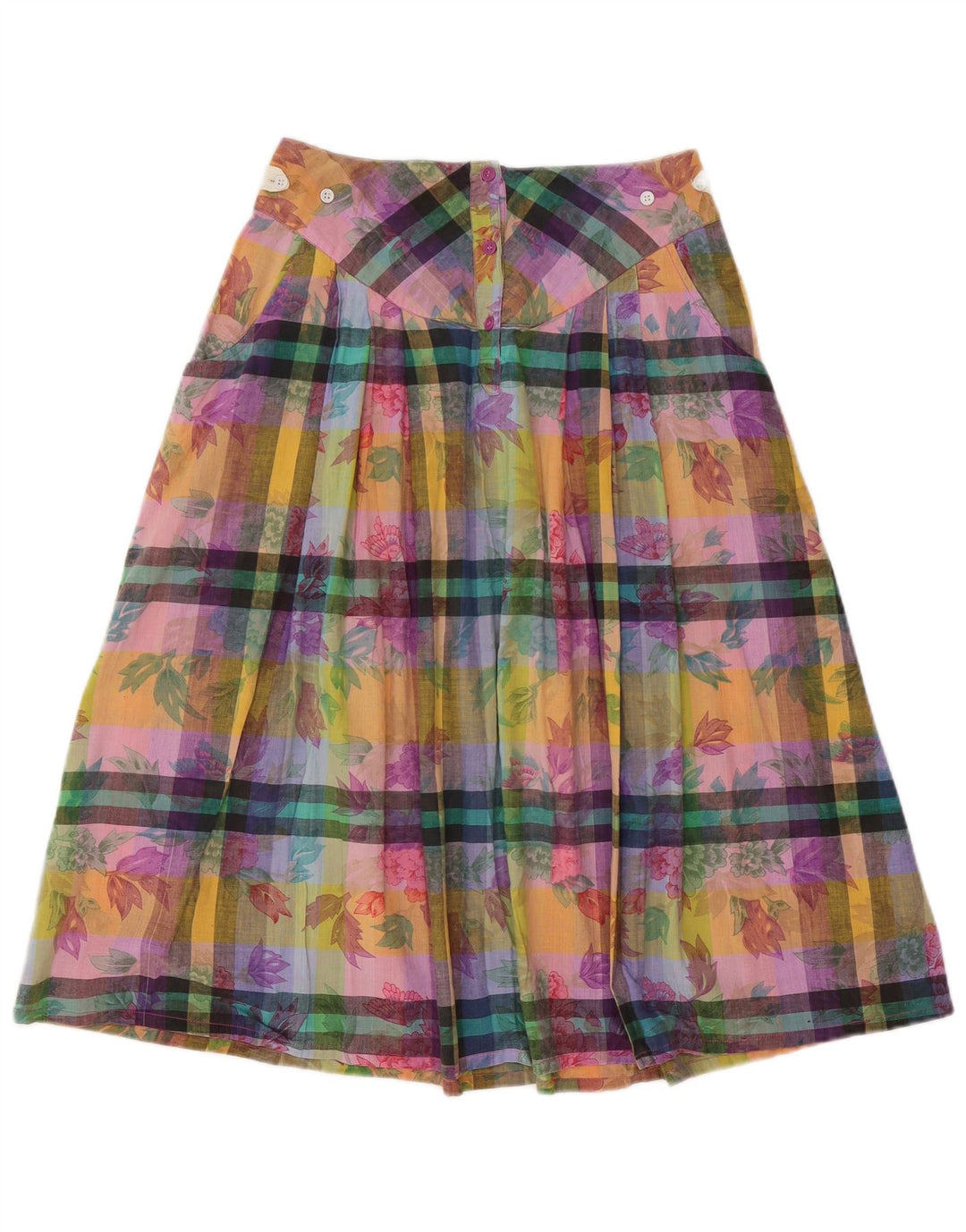 Vintage Womens A-Line Skirt Medium W28  Multicoloured Floral Cotton