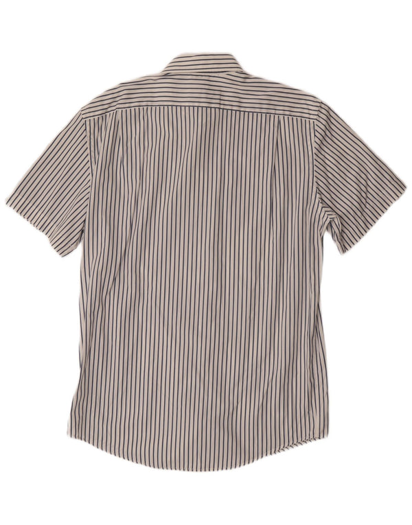 Lacoste Mens Short Sleeve Regular Fit Shirt Size 42 Large White Pinstripe