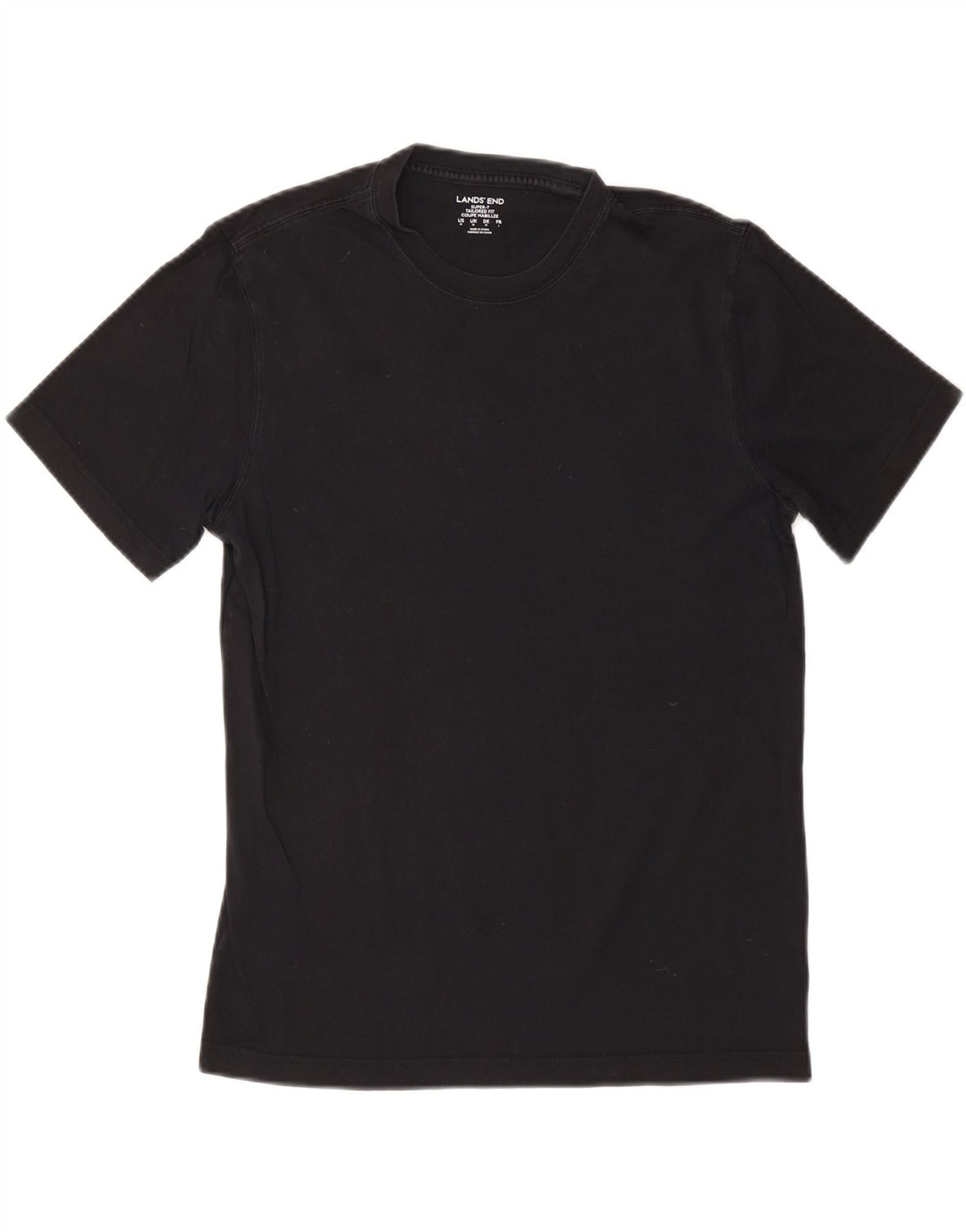 LANDS END Mens Tailored Fit T-Shirt Top Medium Black Cotton