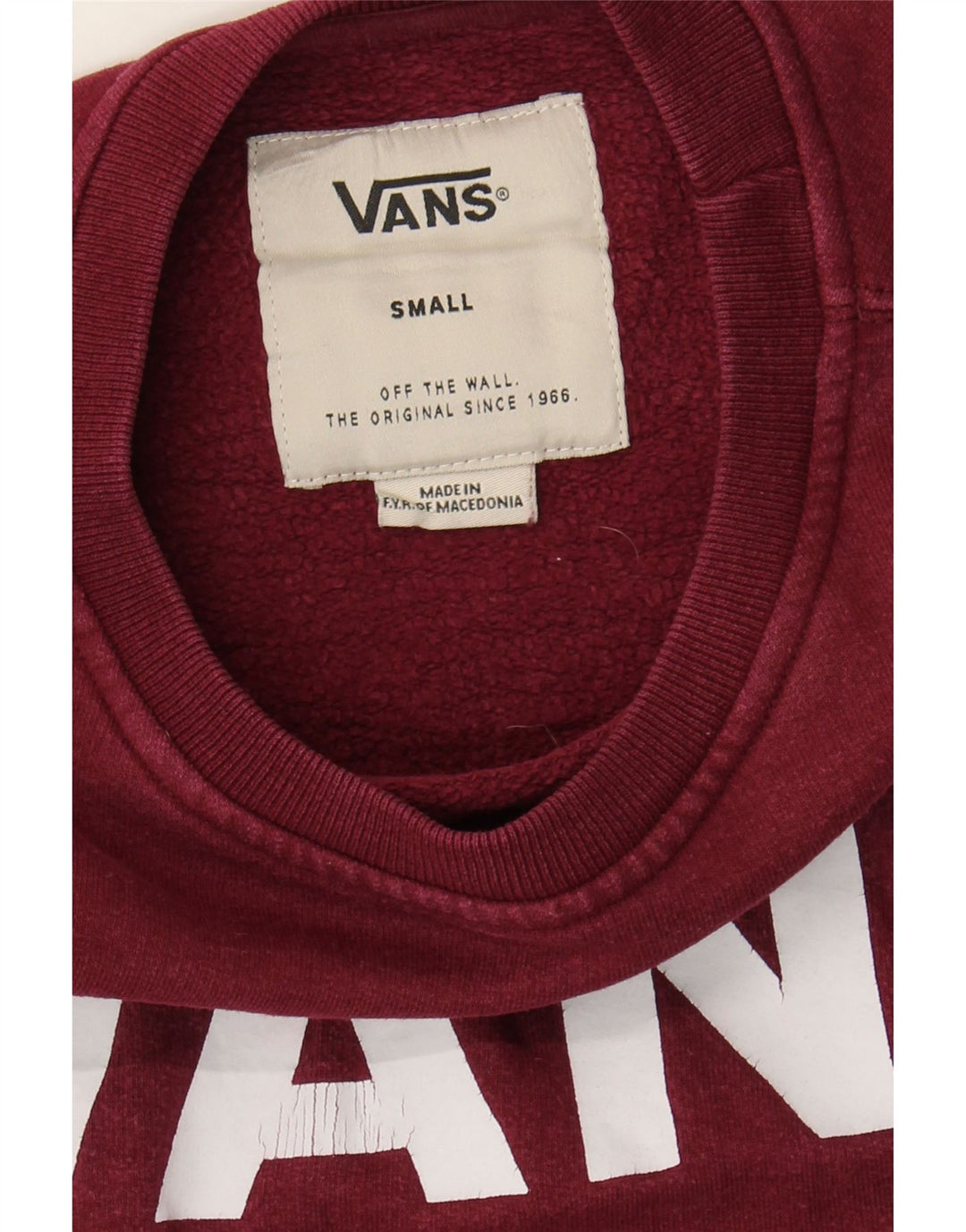 VANS Mens Graphic Sweatshirt Jumper Small Burgundy Vintage Vans and Second-Hand Vans from Messina Hembry 