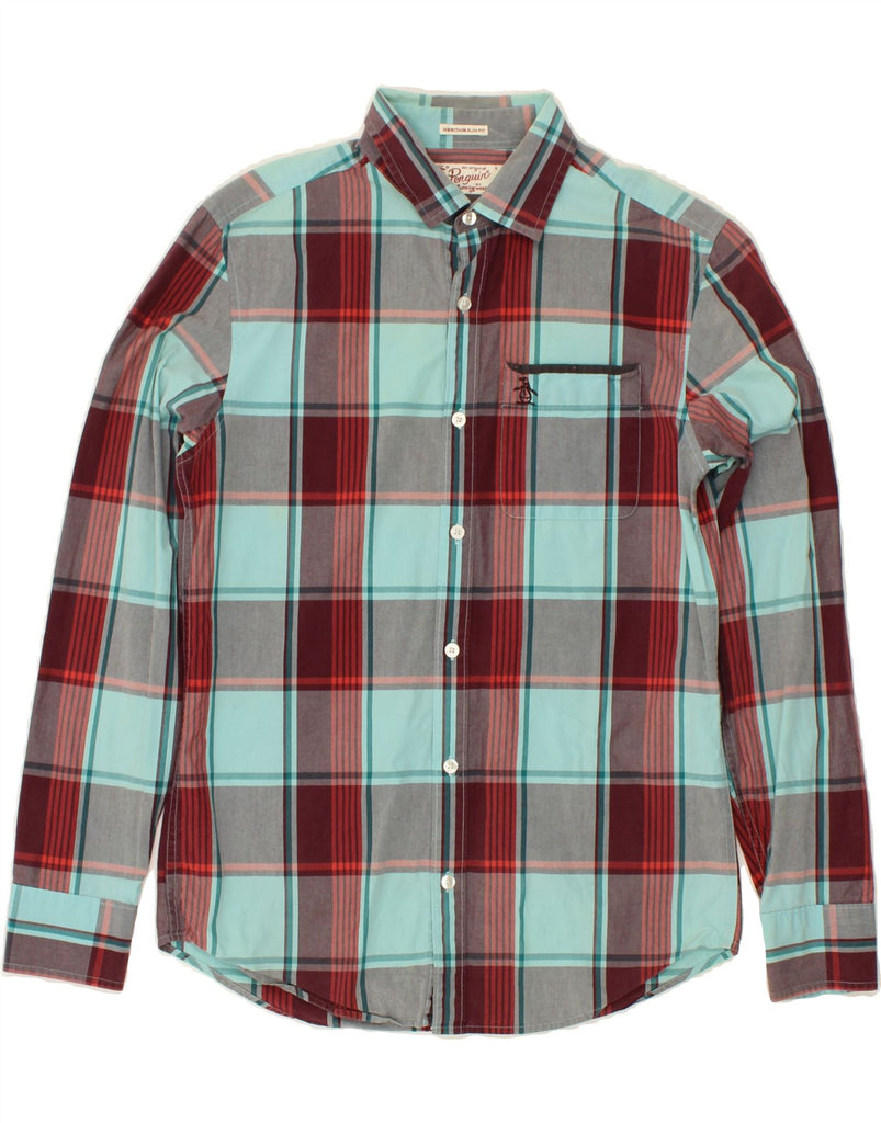 PENGUIN Mens Heritage Slim Fit Shirt Small Turquoise Check Vintage Penguin and Second-Hand Penguin from Messina Hembry 