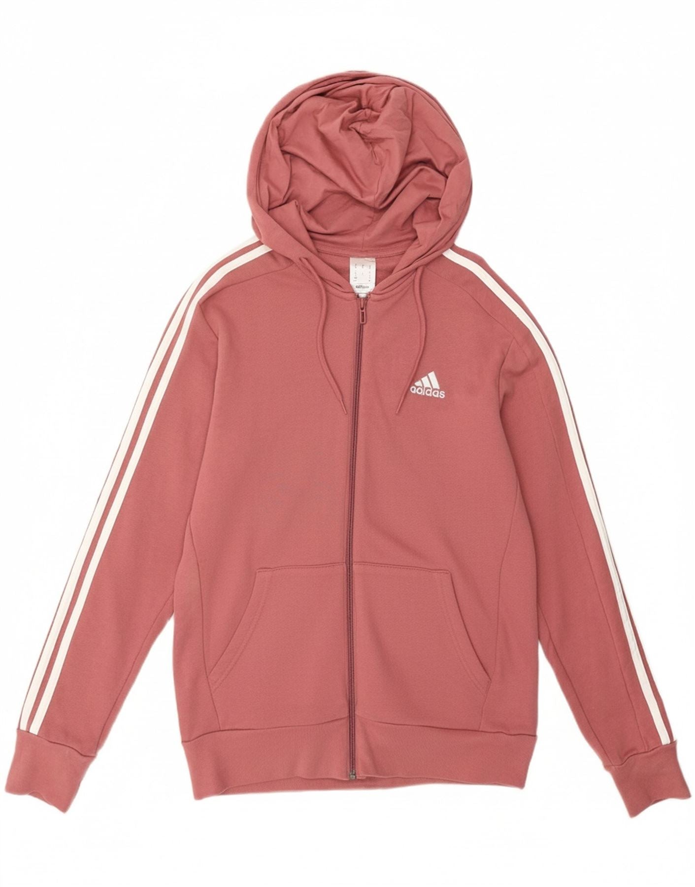 ADIDAS Womens Oversized Zip Hoodie Sweater UK 10 Small Pink Cotton - Technical View