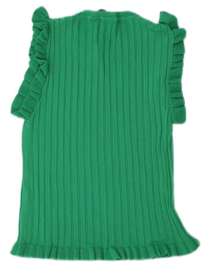 Zara Womens Crop T-Shirt Top UK 12 Medium Green