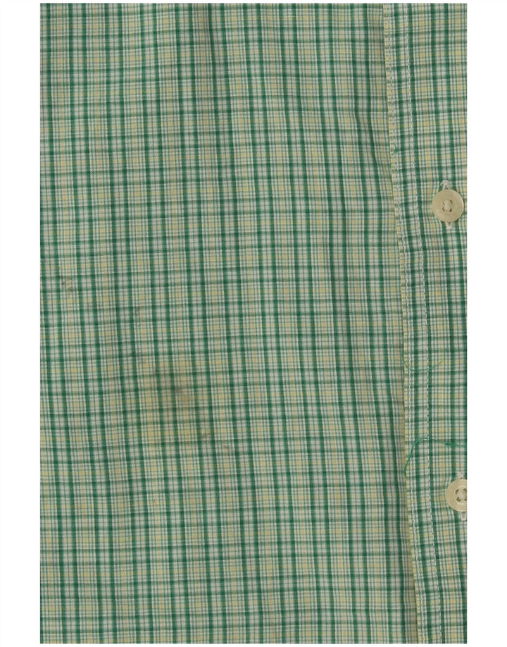 Chaps Mens Easy Care Short Sleeve Shirt XL Green Check Cotton