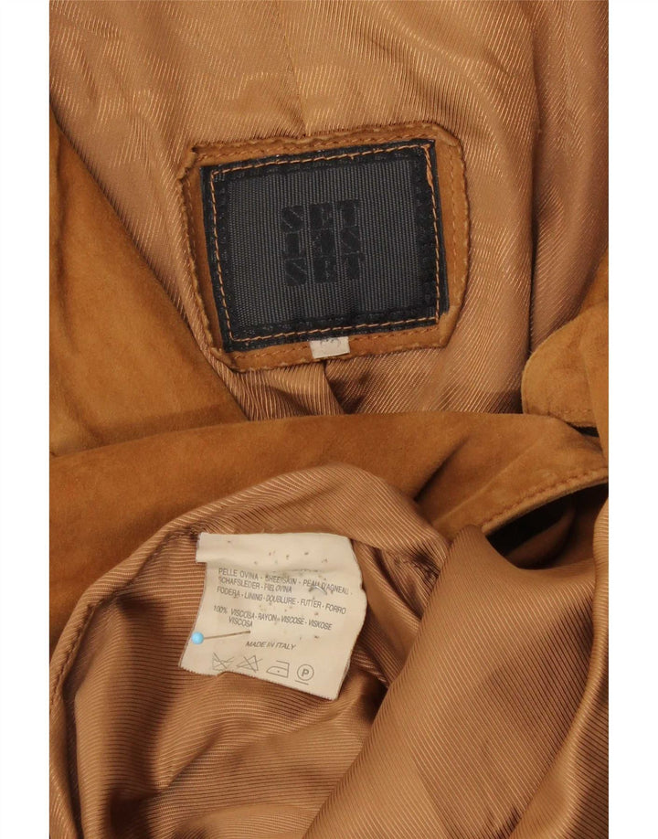 Vintage Mens 3 Button Suede Blazer Jacket IT 50 Large Brown Leather