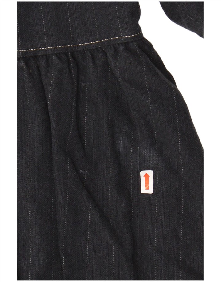 BURBERRY Girls Double Breasted Coat 2-3 Years Black Pinstripe Cotton