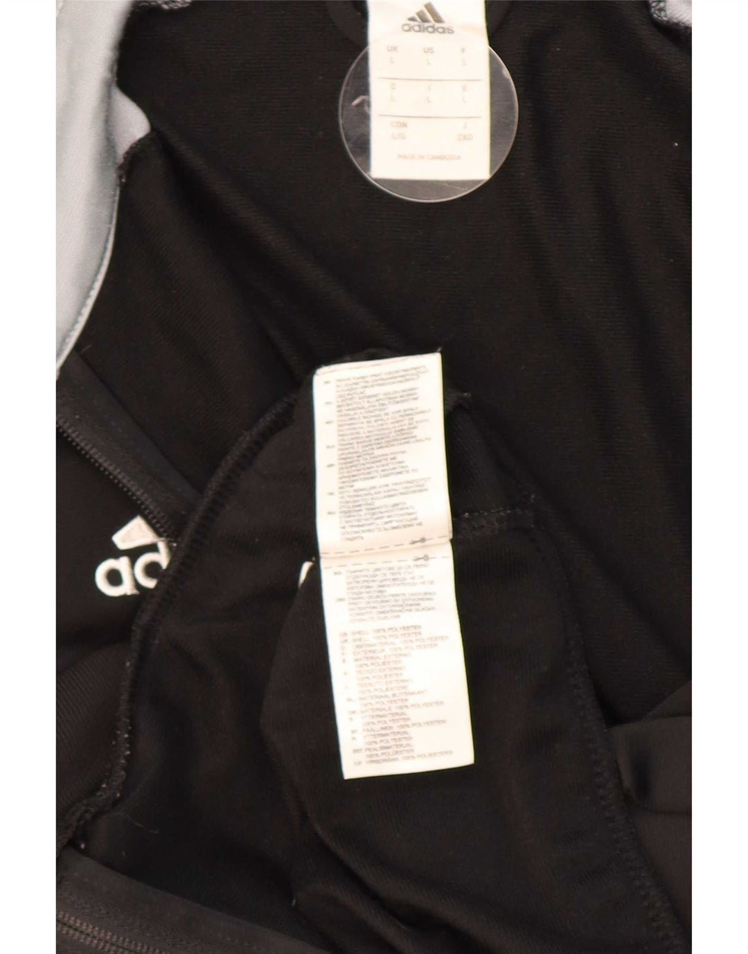 Adidas Mens Tracksuit Top Jacket Large Black Colourblock Polyester