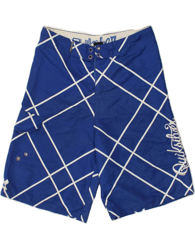 QUIKSILVER Mens Graphic Swimming Shorts W30 Medium Blue Geometric | Vintage Quiksilver | Thrift | Second-Hand Quiksilver | Used Clothing | Messina Hembry 