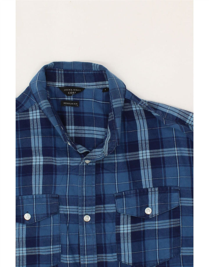JACK & JONES Mens Regular Fit Shirt Large Blue Check Cotton Vintage Jack & Jones and Second-Hand Jack & Jones from Messina Hembry 