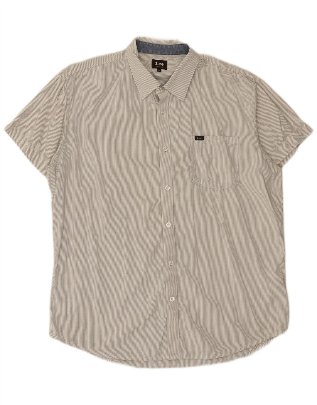 Lee Mens Shirt XL White Pinstripe Cotton