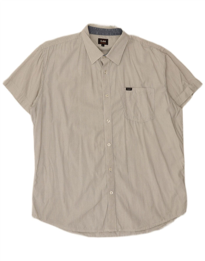 Lee Mens Shirt XL White Pinstripe Cotton