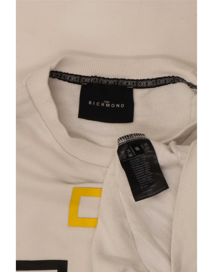 Richmond Boys Graphic Sweatshirt Jumper 15-16 Years White Cotton